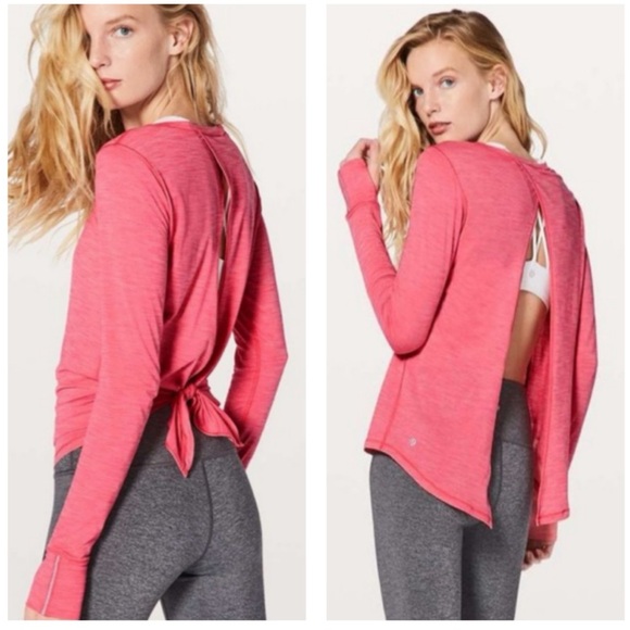 Lululemon NWT 10 Beat the Heat Long Sleeve LS Top Heather Pink Stripe - Picture 1 of 11